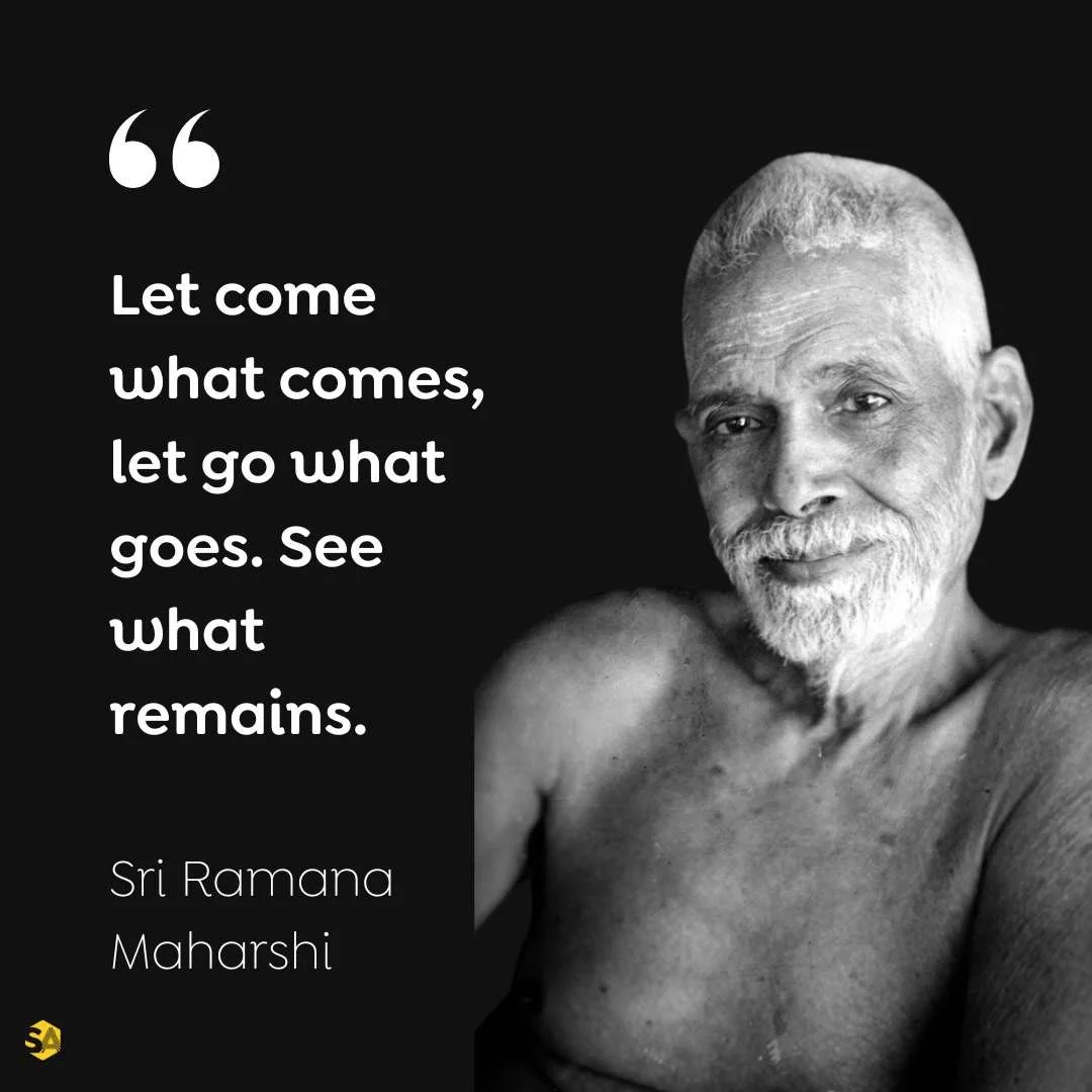 ramana maharshi quote - let come what comes, let go what goes.